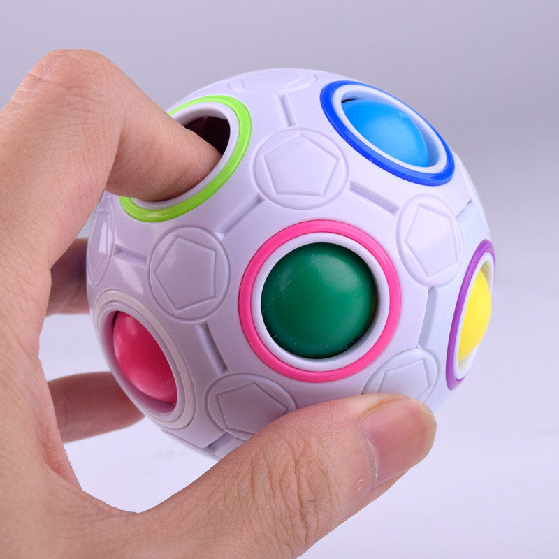 Adult Kid Ball Magic Cube Toy - Creative Rainbow Football Puzzle for Learning and Fidgeting