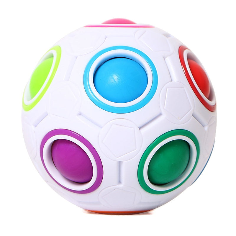 Adult Kid Ball Magic Cube Toy - Creative Rainbow Football Puzzle for Learning and Fidgeting