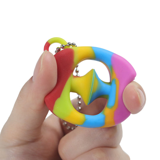 Decompression Toy Silicone Grip Ring with Suction Cup - Key Chain Finger Pressure Trainer