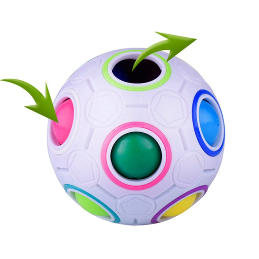 Adult Kid Ball Magic Cube Toy - Creative Rainbow Football Puzzle for Learning and Fidgeting