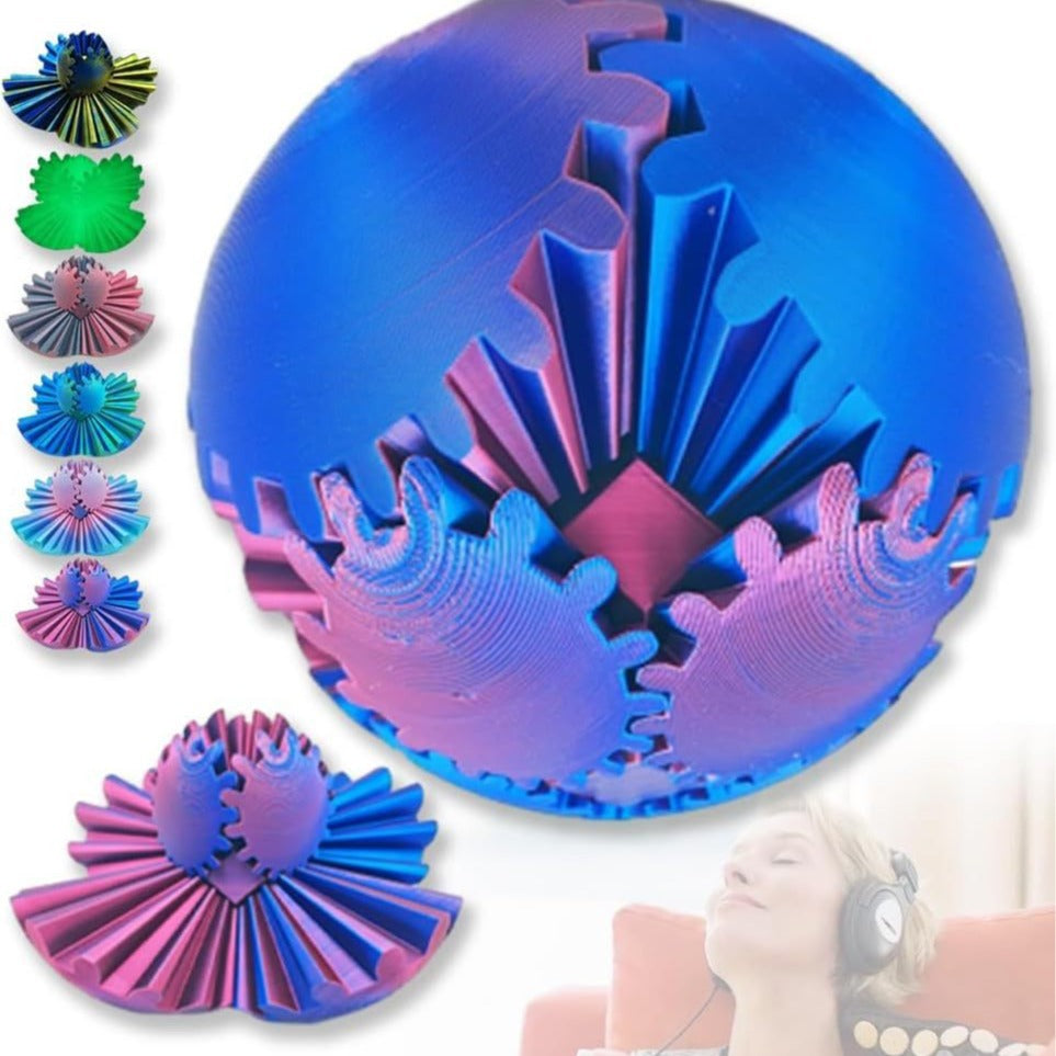 3D Printed Gear Ball Rotating Toy - Perfect Fidget and Stress Relief Desktop Decor