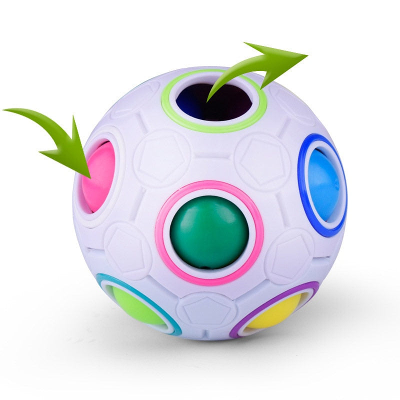 Adult Kid Ball Magic Cube Toy - Creative Rainbow Football Puzzle for Learning and Fidgeting