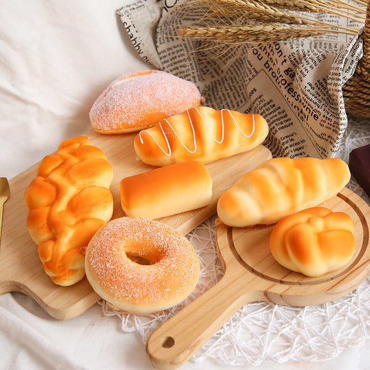 Squishy Food Simulation Bread, Toast, and Donuts - Stress Relief Toys