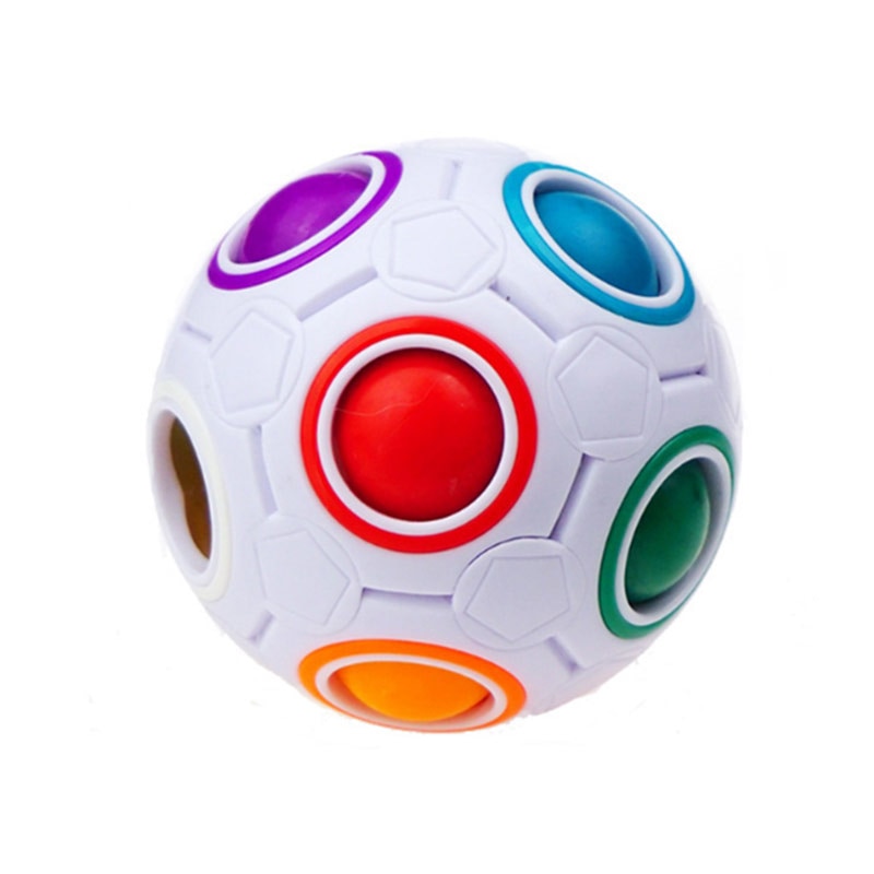 Adult Kid Ball Magic Cube Toy - Creative Rainbow Football Puzzle for Learning and Fidgeting