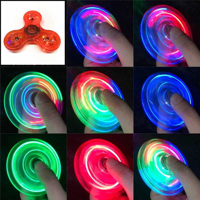 Crystal Luminous LED Light Fidget Spinner - Glow in the Dark EDC Stress Relief Toy