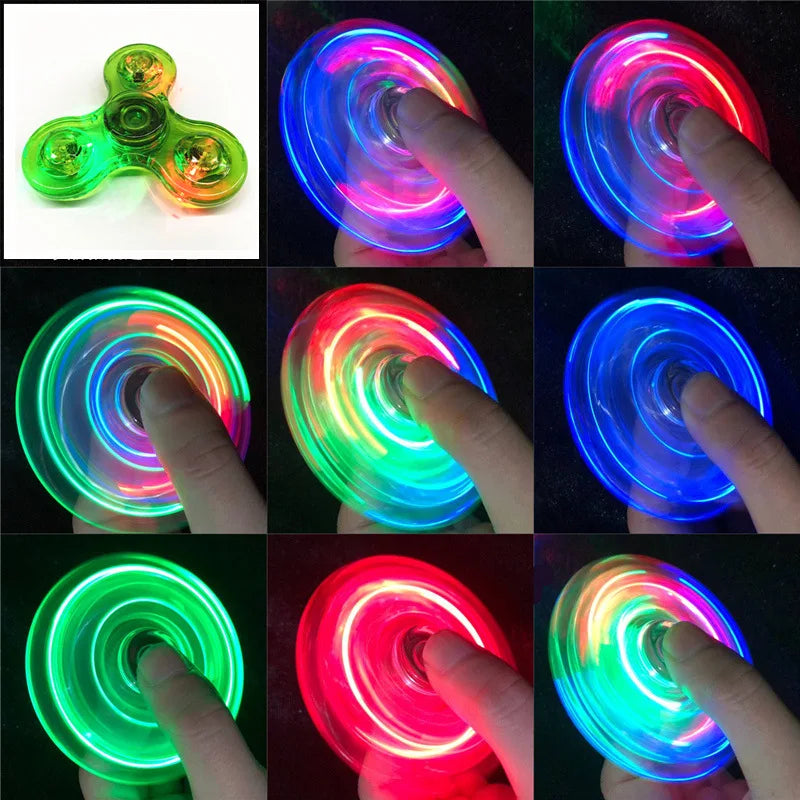 Crystal Luminous LED Light Fidget Spinner - Glow in the Dark EDC Stress Relief Toy