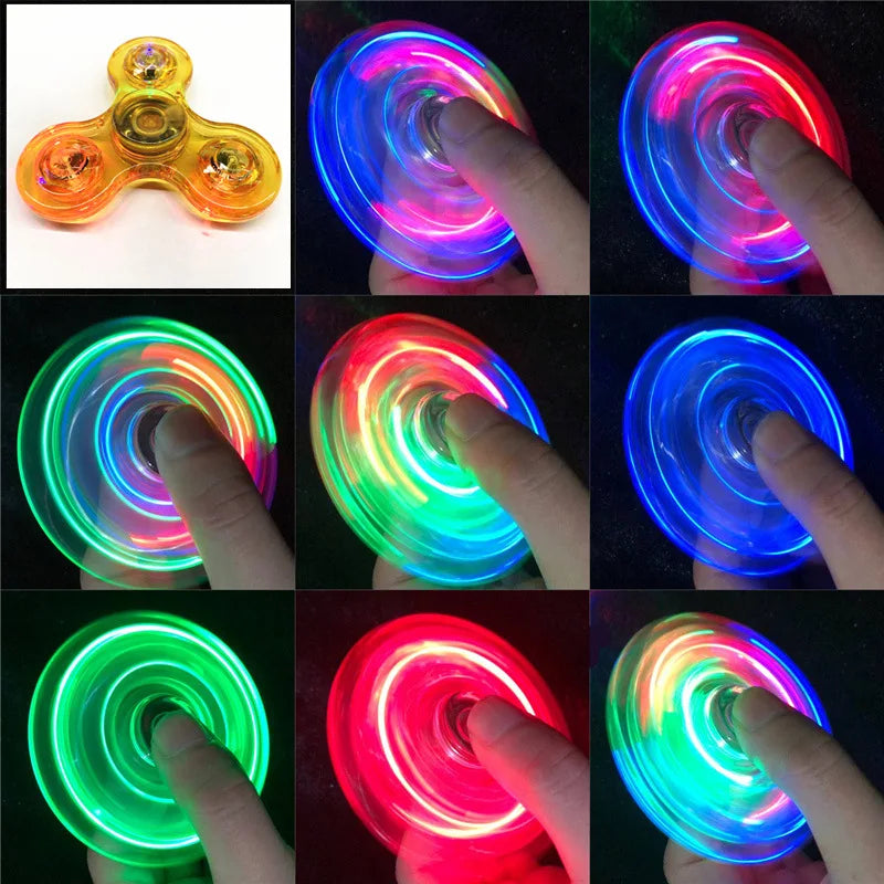 Crystal Luminous LED Light Fidget Spinner - Glow in the Dark EDC Stress Relief Toy