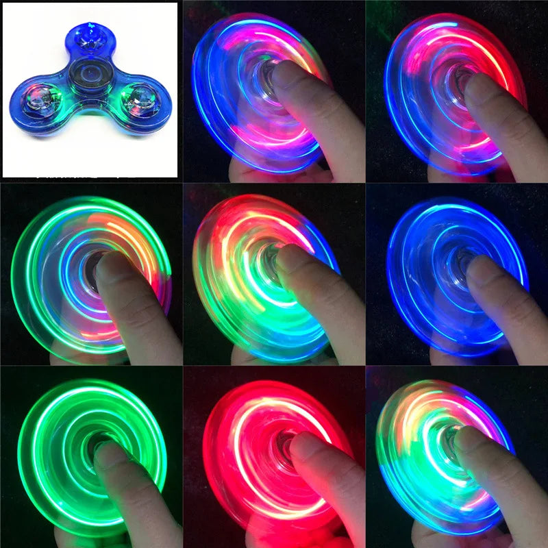 Crystal Luminous LED Light Fidget Spinner - Glow in the Dark EDC Stress Relief Toy