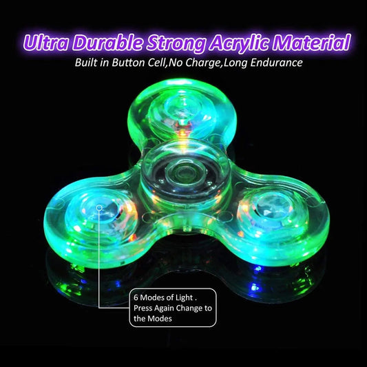 LED Light Up Fidget Spinner - Luminous Finger Toy for Stress Relief