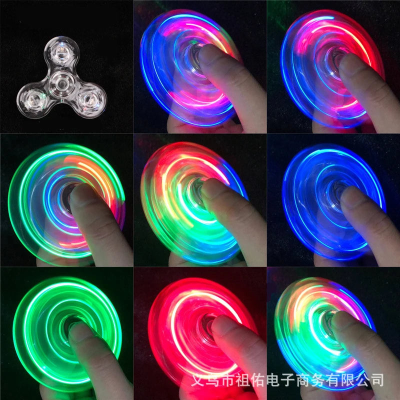 Crystal Luminous LED Light Fidget Spinner - Glow in the Dark EDC Stress Relief Toy