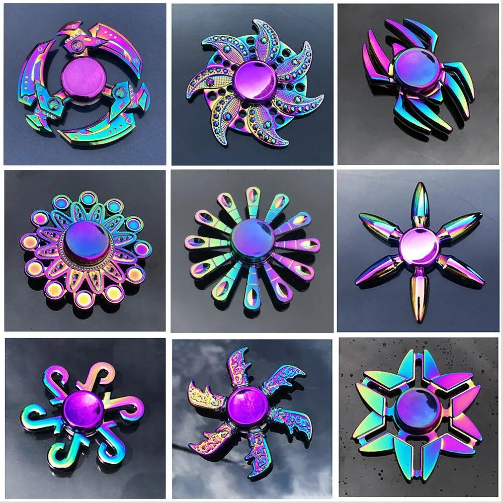Metal Rainbow Fidget Spinner - Gradient Color Anti-Anxiety Toy for Kids & Adults