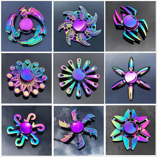Metal Rainbow Fidget Spinner - Gradient Color Anti-Anxiety Toy for Kids & Adults