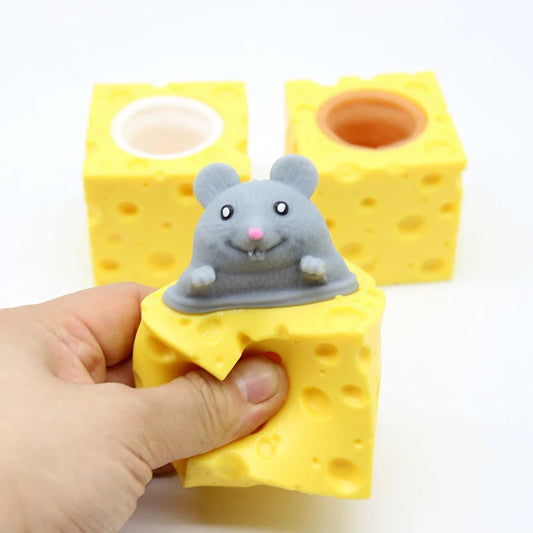 Stress-Relieving Pet Cheese Mouse Fidget Toy - Fun Prank and Stress Ball