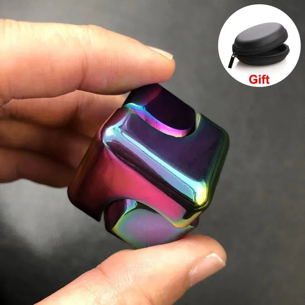 Alloy Cube Spinner Fingertip Gyroscope Fidget Anti Stress Toys - Portable Stress Relief for Adults