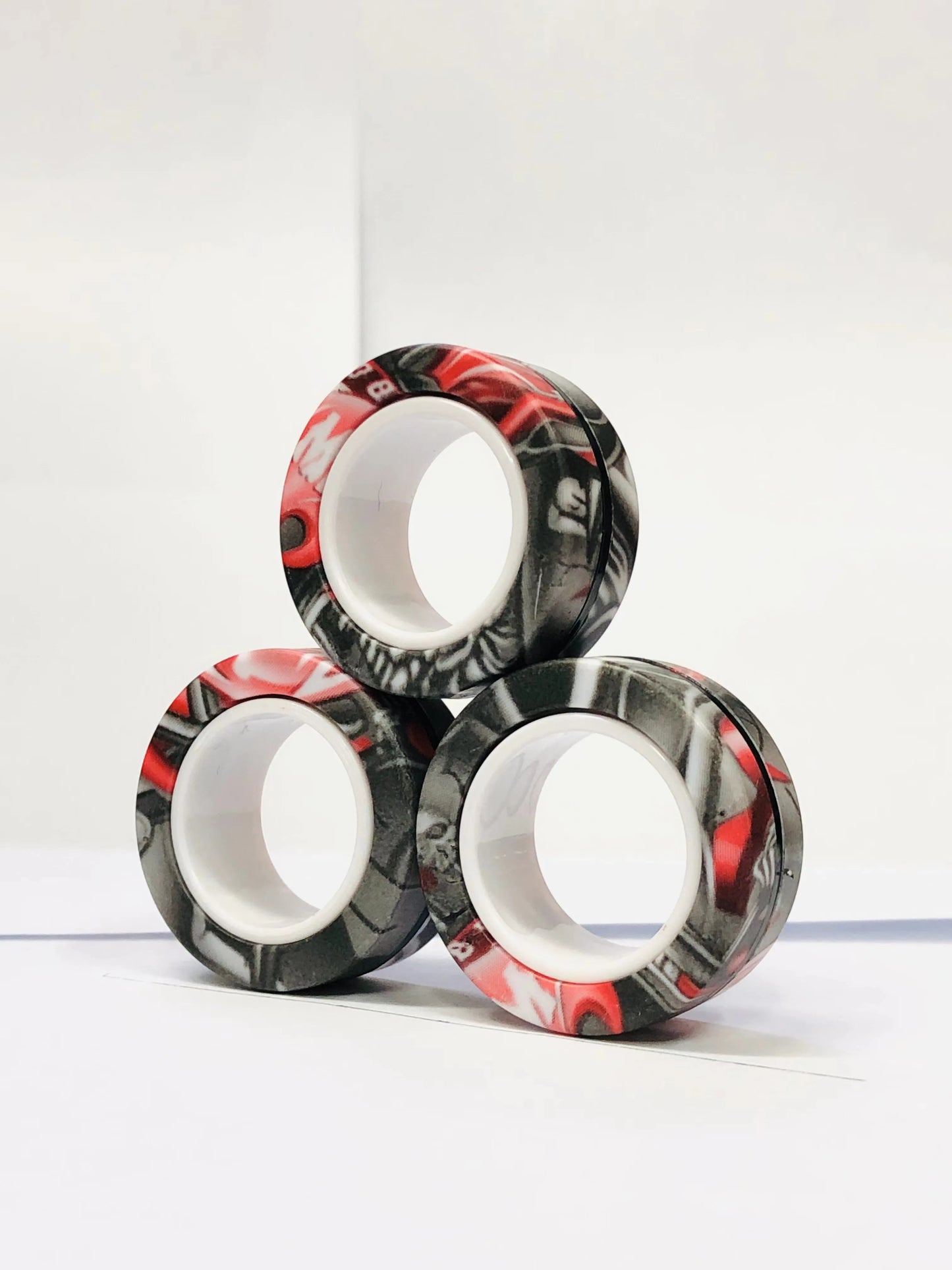 3pcs Finger Magnetic Rings Colorful Fidget Toy Set - Stress Relief for Adults