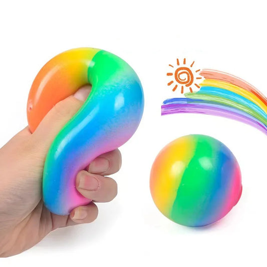 Gradient Rainbow Flour Stress Relief Ball - Squeeze Slow Rebound Toy for Kids