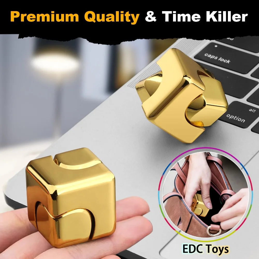 Alloy Cube Spinner Fingertip Gyroscope Fidget Anti Stress Toys - Portable Stress Relief for Adults