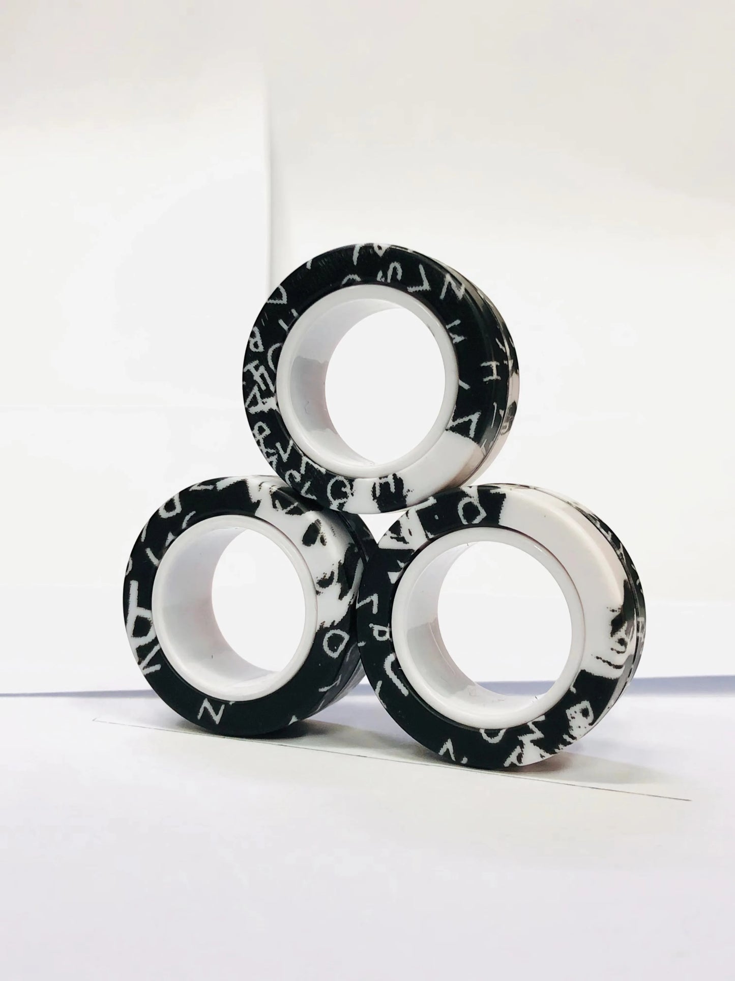 3pcs Finger Magnetic Rings Colorful Fidget Toy Set - Stress Relief for Adults