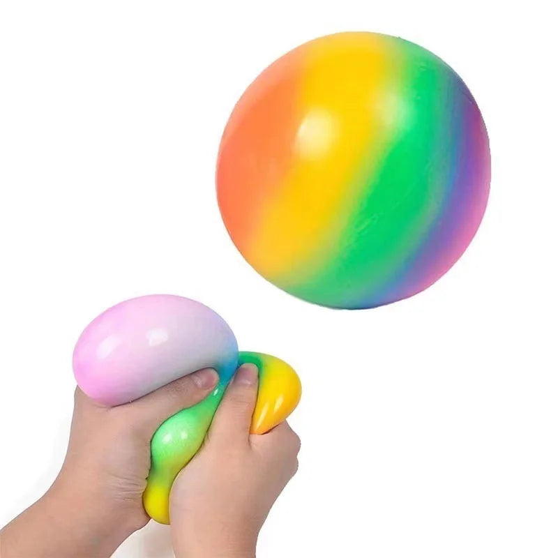 Gradient Rainbow Flour Stress Relief Ball - Squeeze Slow Rebound Toy for Kids