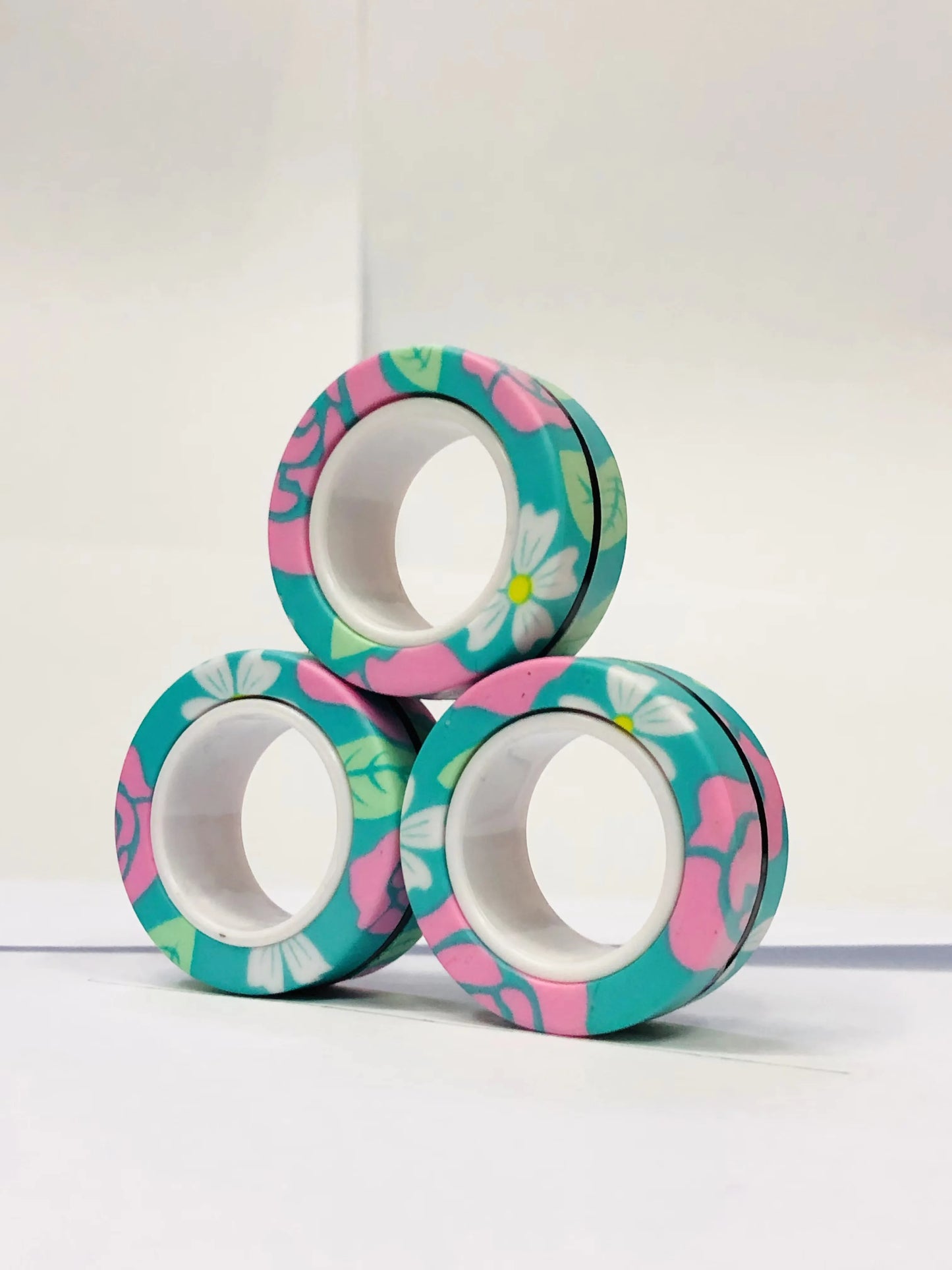 3pcs Finger Magnetic Rings Colorful Fidget Toy Set - Stress Relief for Adults