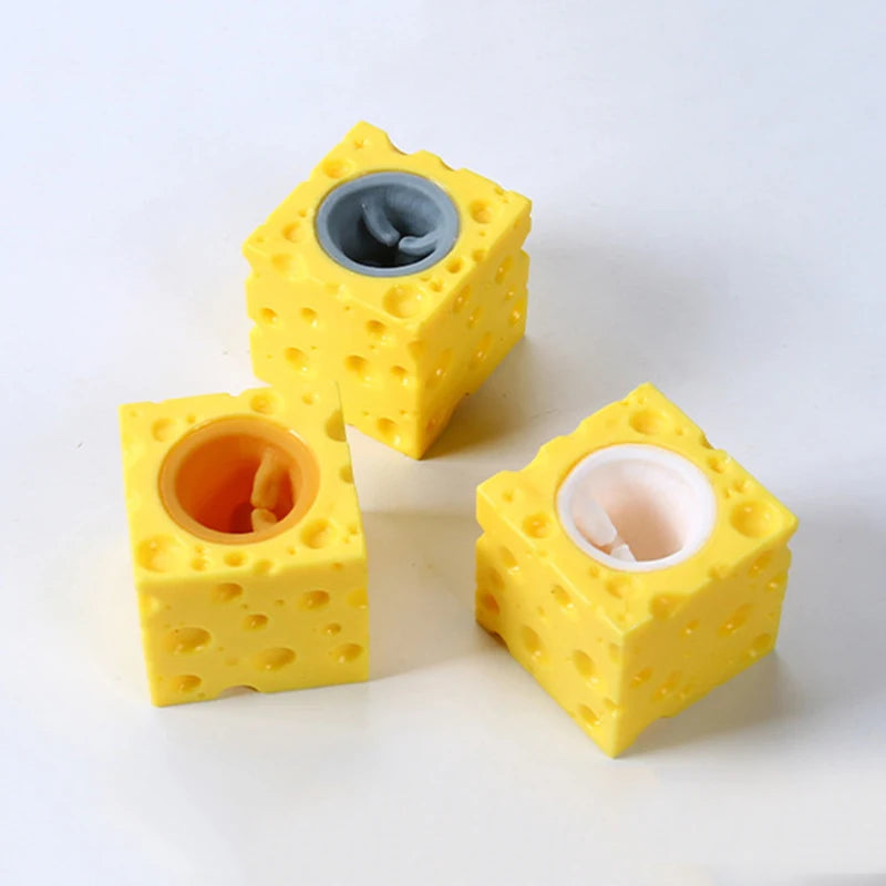 Stress-Relieving Pet Cheese Mouse Fidget Toy - Fun Prank and Stress Ball