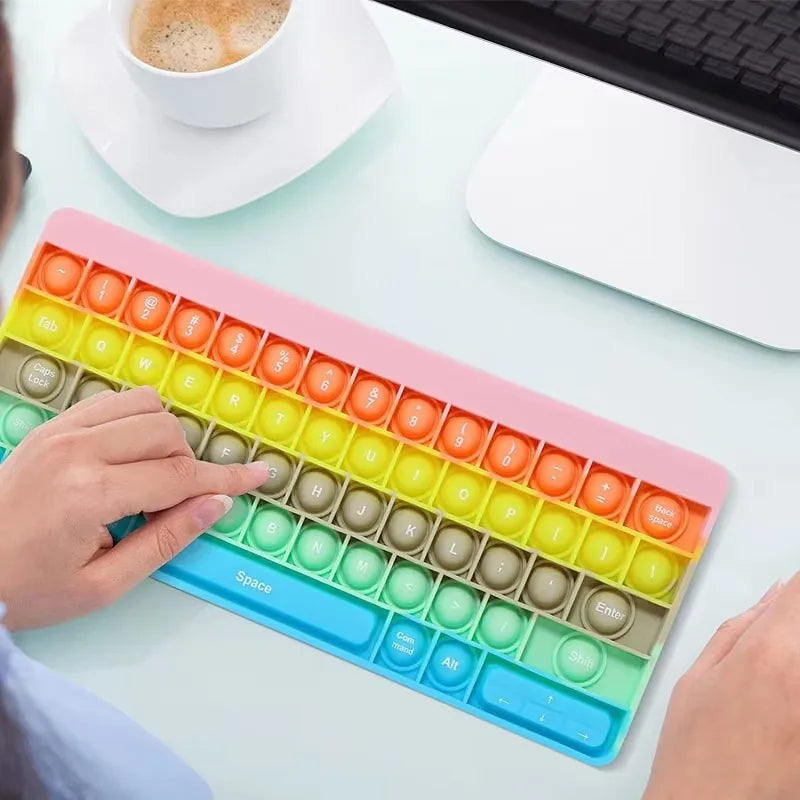 Keyboard Push Bubble Fidget Toy - Rainbow Sensory Stress Reliever