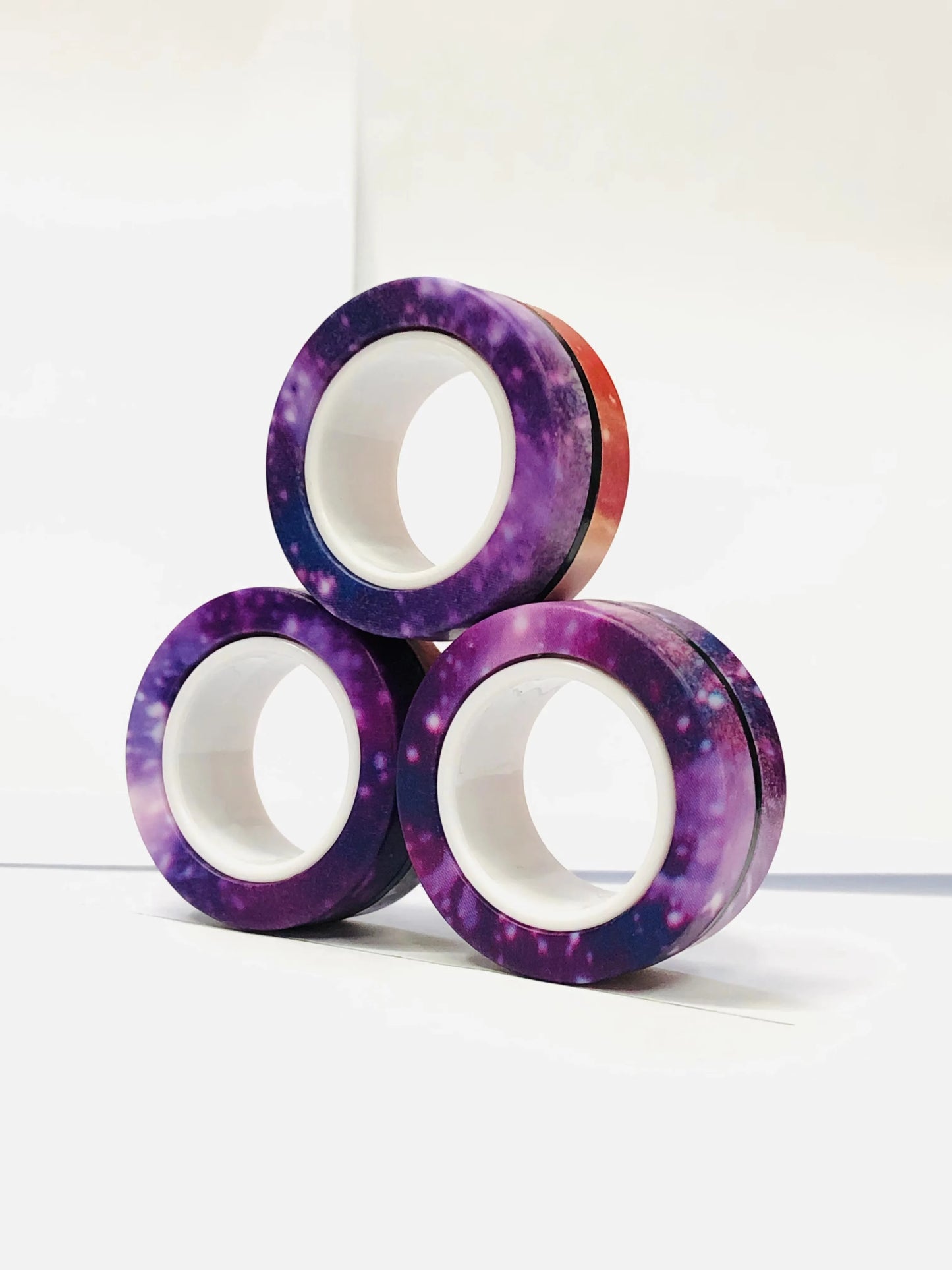 3pcs Finger Magnetic Rings Colorful Fidget Toy Set - Stress Relief for Adults