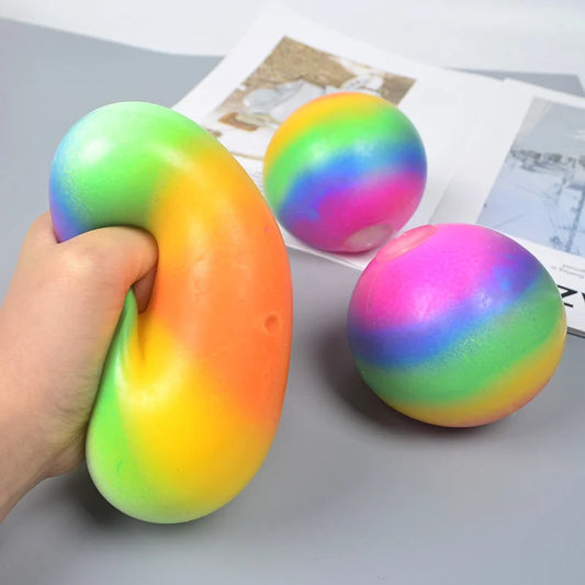 Gradient Rainbow Flour Stress Relief Ball - Squeeze Slow Rebound Toy for Kids