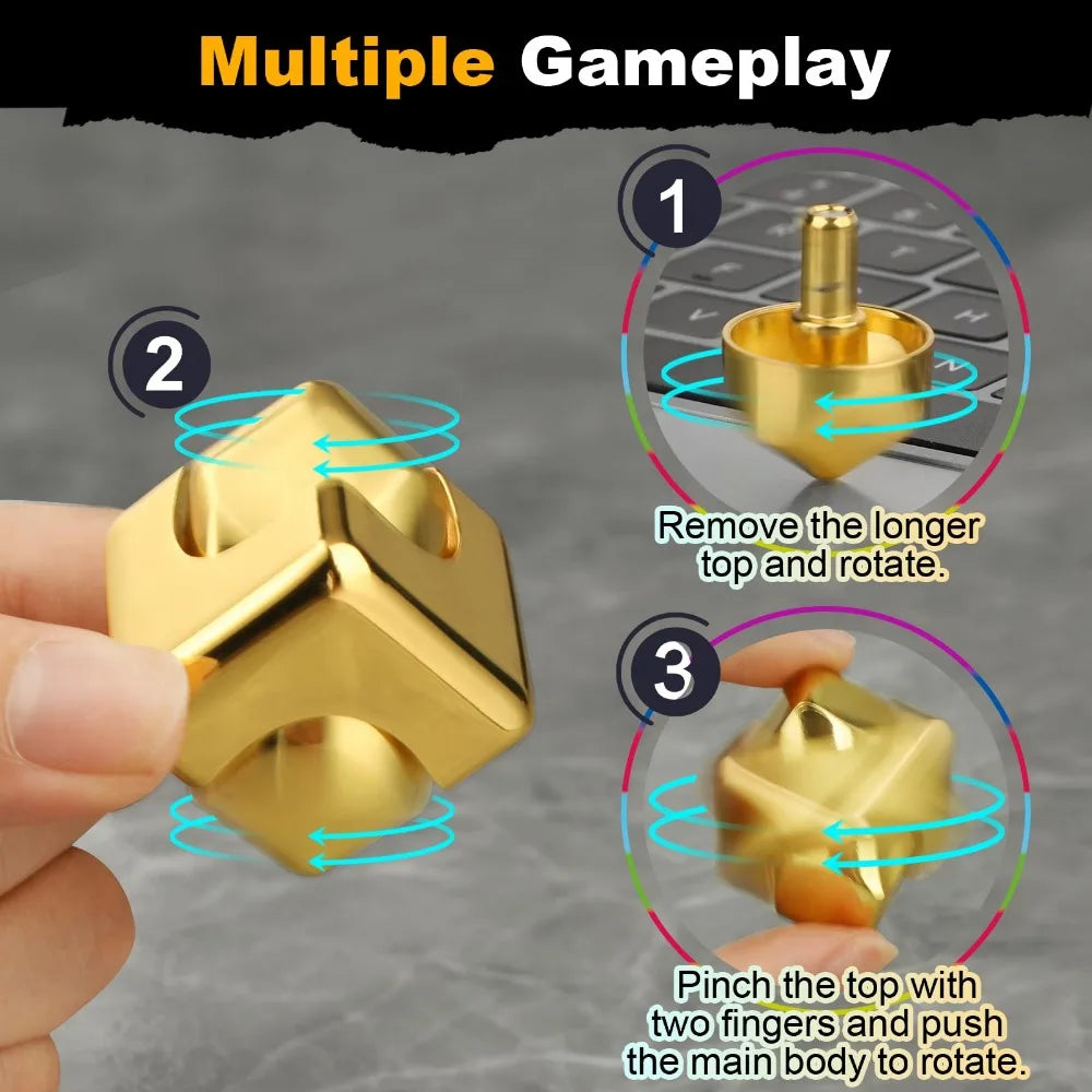 Alloy Cube Spinner Fingertip Gyroscope Fidget Anti Stress Toys - Portable Stress Relief for Adults