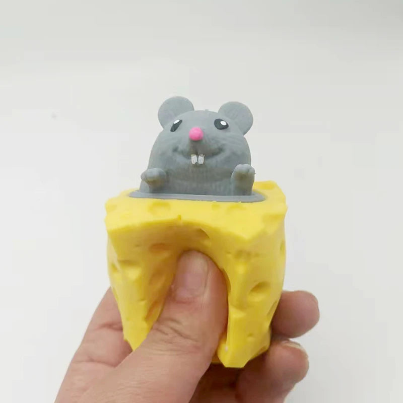 Stress-Relieving Pet Cheese Mouse Fidget Toy - Fun Prank and Stress Ball