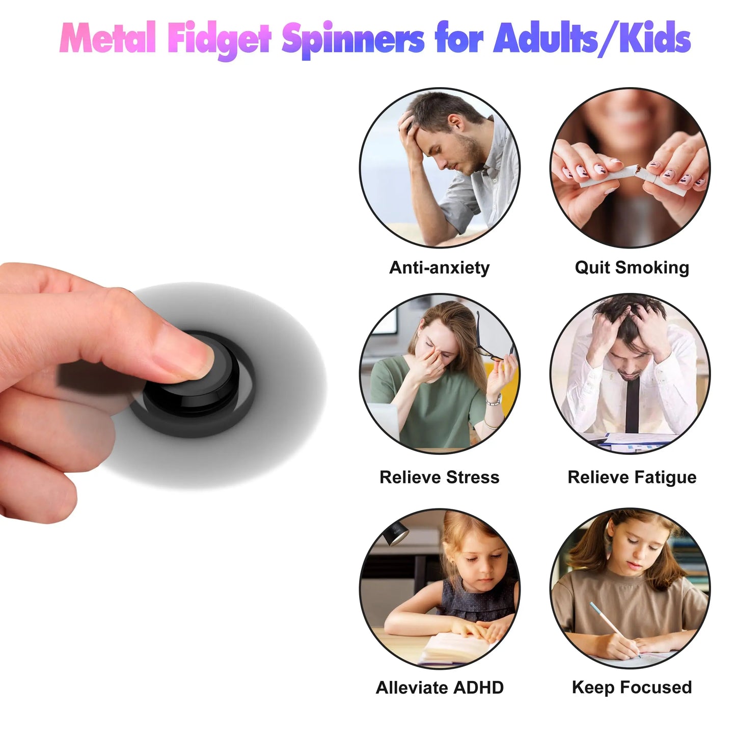 Rainbow Fidget Spinner Toys - UFO Handheld Finger Spinners for Kids and Adults