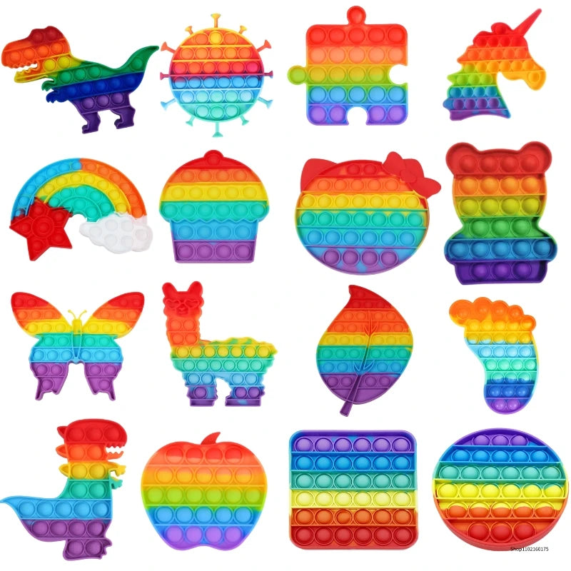 Sensory Toys Rainbow Dinosaur Fidget Toys - Stress Reliever for Kids