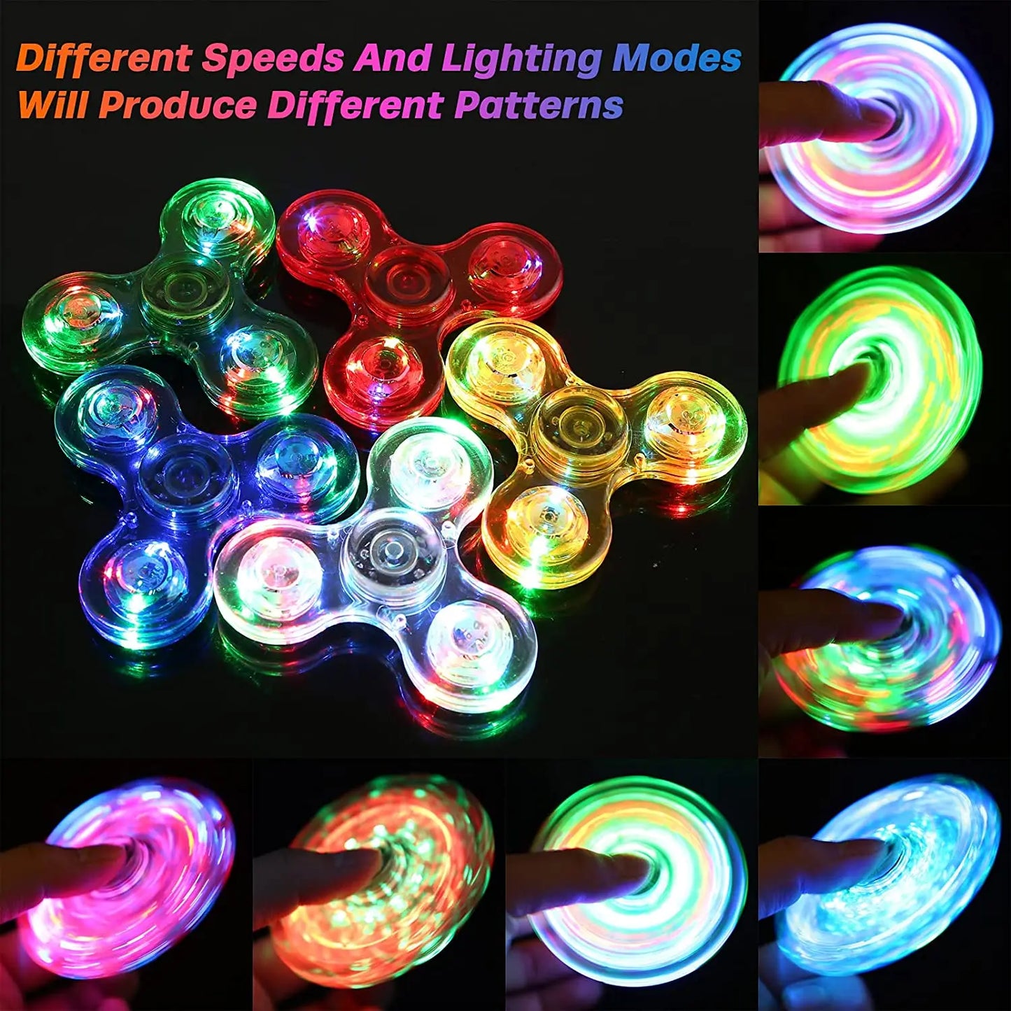 LED Light Up Fidget Spinner - Luminous Finger Toy for Stress Relief