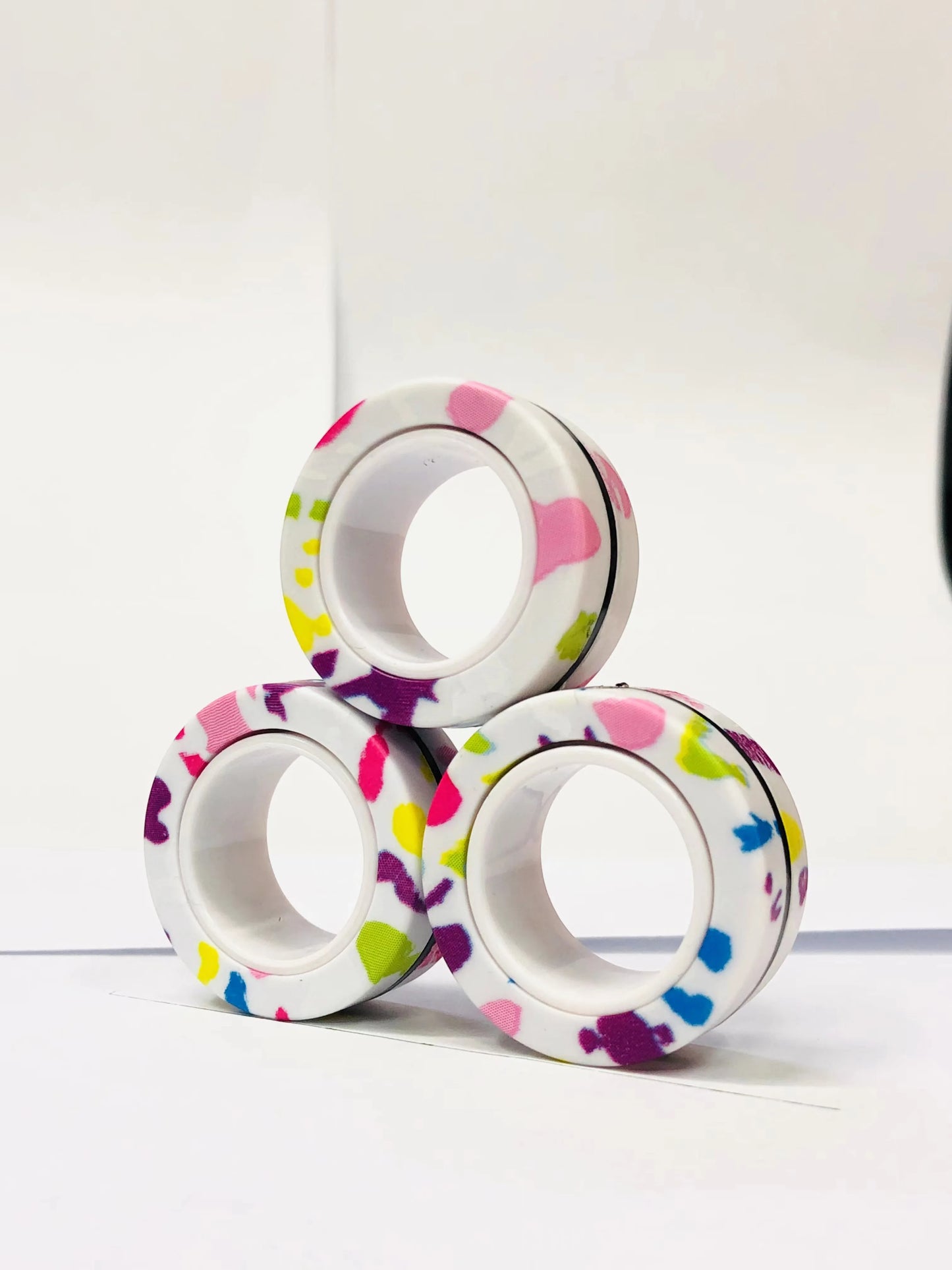 3pcs Finger Magnetic Rings Colorful Fidget Toy Set - Stress Relief for Adults