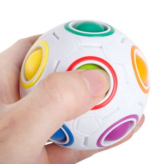 Adult Kid Ball Magic Cube Toy - Creative Rainbow Football Puzzle for Learning and Fidgeting