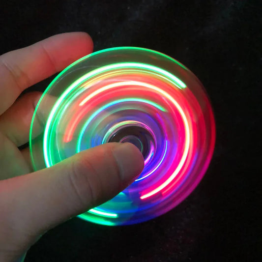 Crystal Luminous LED Light Fidget Spinner - Glow in the Dark EDC Stress Relief Toy
