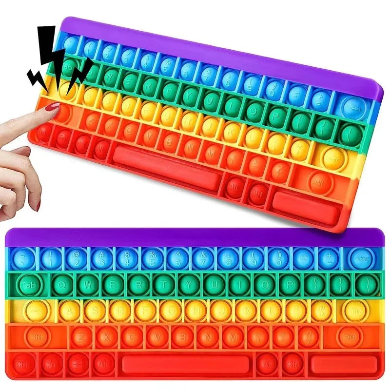 Keyboard Push Bubble Fidget Toy - Rainbow Sensory Stress Reliever
