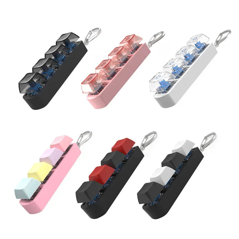 4Keys Finger Button Anti-stress Toys Mechanical Keyboard Keycaps Office Decompression Calming Keychain
