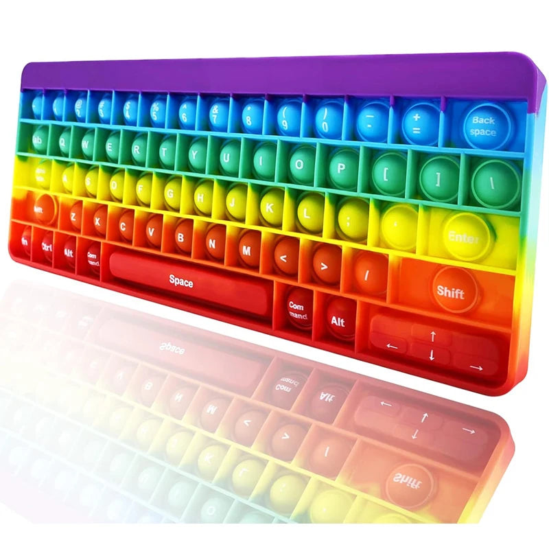 Keyboard Push Bubble Fidget Toy - Rainbow Sensory Stress Reliever