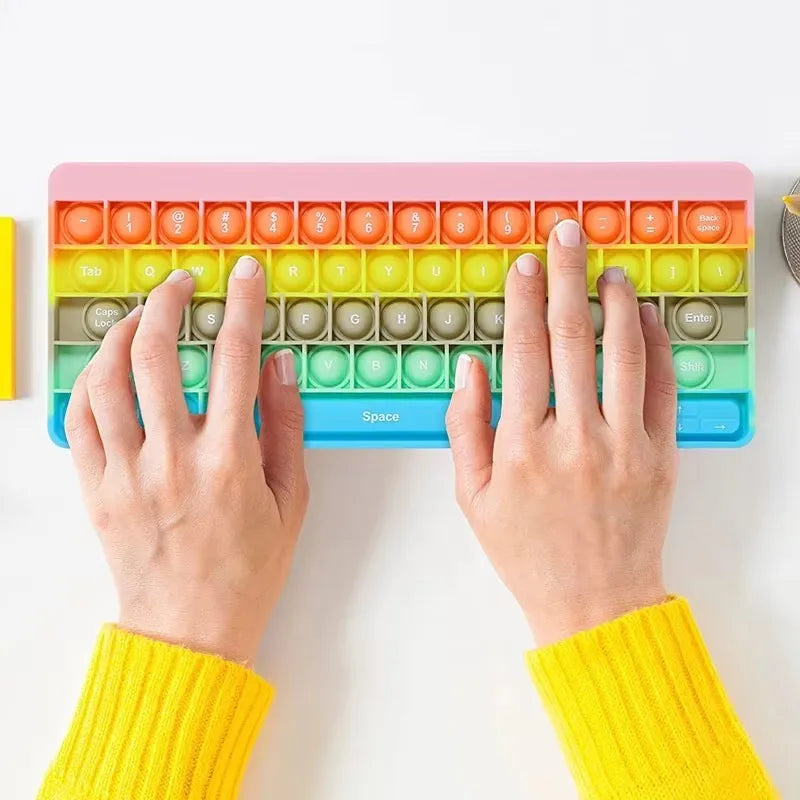 Keyboard Push Bubble Fidget Toy - Rainbow Sensory Stress Reliever