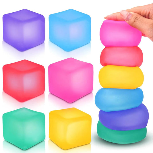 Stress Cube Squishy Fidget Toys for Relaxation - High Density Gel Filled Fidgets for Classroom Sensory Calming Toys for Kids and Adults