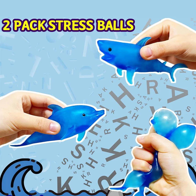 Squishy Shark & Dolphin Stress Balls - Fun Fidget & Anxiety Relief Toys