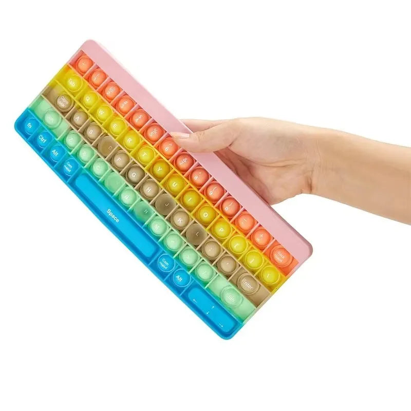Keyboard Push Bubble Fidget Toy - Rainbow Sensory Stress Reliever