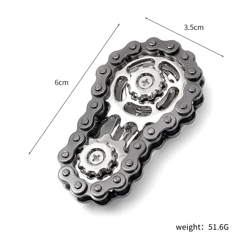 Sprockets Flywheel Fingertip Gyro Fidget Spinner - Metal Bike Chains EDC Stress Relief Toy