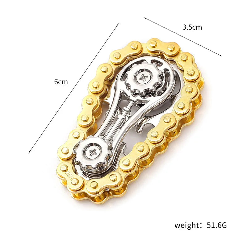 Sprockets Flywheel Fingertip Gyro Fidget Spinner - Metal Bike Chains EDC Stress Relief Toy
