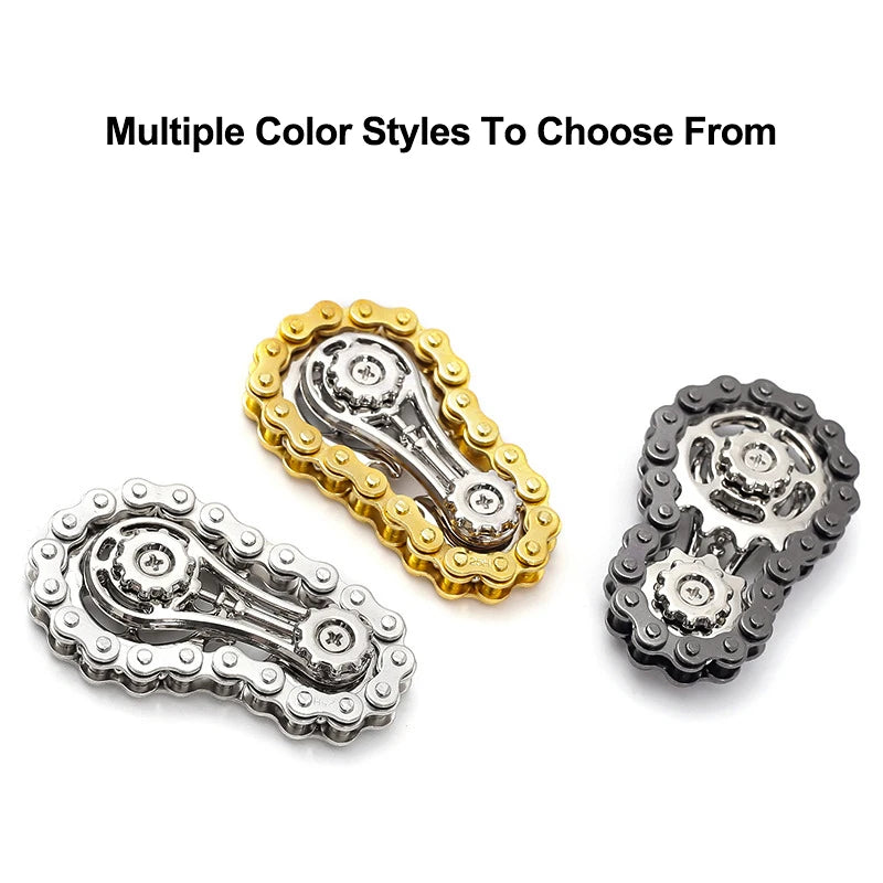 Sprockets Flywheel Fingertip Gyro Fidget Spinner - Metal Bike Chains EDC Stress Relief Toy